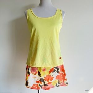 MS Designs Women’s Floral Sport Tennis Tank Skirt Skort Set, size Small